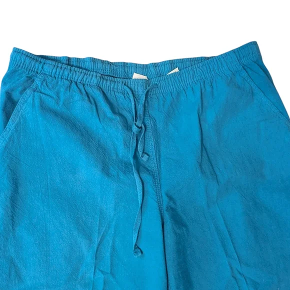 Erika Blue High Rise Cotton Pull On Wide Leg Capri Cropped Pants Women's Medium - Picture 4 of 9
